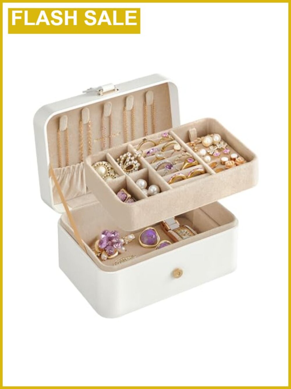 SONGMICS Travel Jewelry Organizer 2-Layer Portable Jewelry Box Case for